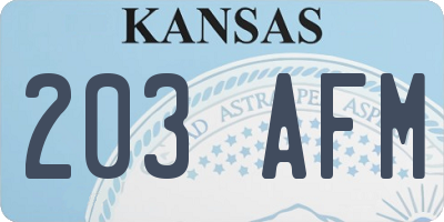 KS license plate 203AFM
