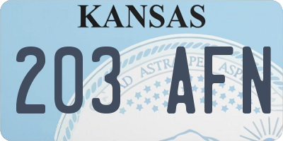 KS license plate 203AFN
