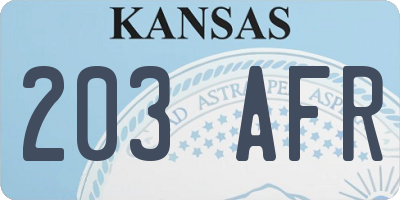 KS license plate 203AFR