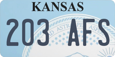KS license plate 203AFS