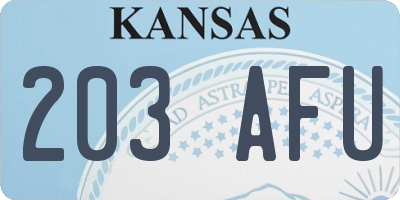 KS license plate 203AFU
