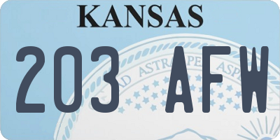 KS license plate 203AFW