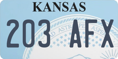 KS license plate 203AFX
