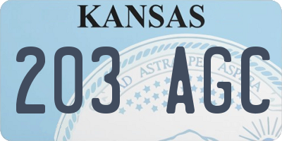 KS license plate 203AGC
