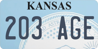 KS license plate 203AGE