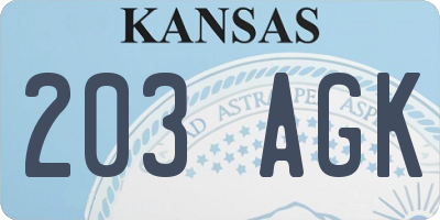 KS license plate 203AGK