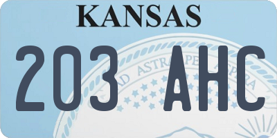 KS license plate 203AHC