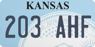 KS license plate 203AHF