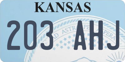 KS license plate 203AHJ