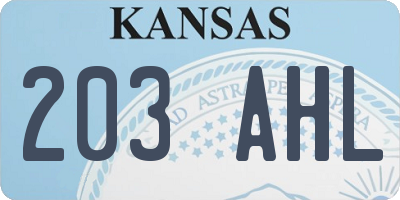 KS license plate 203AHL