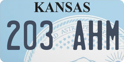 KS license plate 203AHM