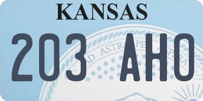 KS license plate 203AHO