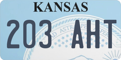 KS license plate 203AHT