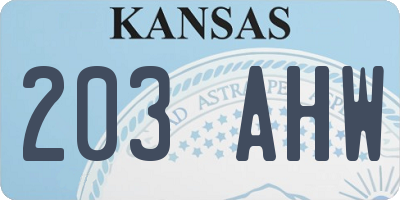 KS license plate 203AHW