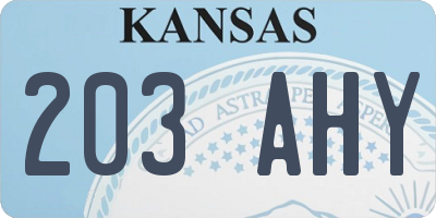 KS license plate 203AHY