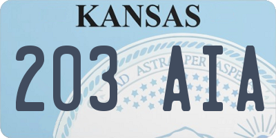 KS license plate 203AIA