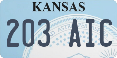 KS license plate 203AIC