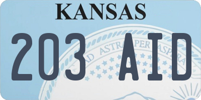 KS license plate 203AID