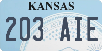 KS license plate 203AIE
