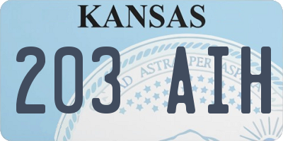 KS license plate 203AIH