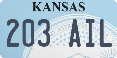 KS license plate 203AIL