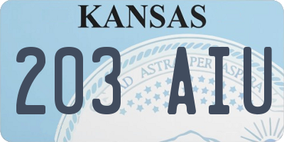 KS license plate 203AIU