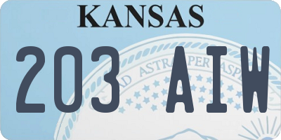 KS license plate 203AIW