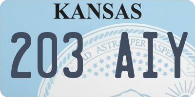 KS license plate 203AIY