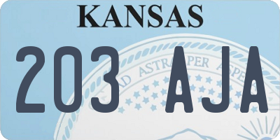 KS license plate 203AJA