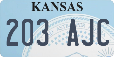 KS license plate 203AJC