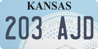 KS license plate 203AJD