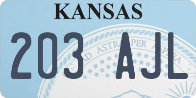 KS license plate 203AJL