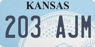 KS license plate 203AJM
