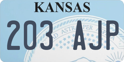KS license plate 203AJP