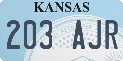 KS license plate 203AJR