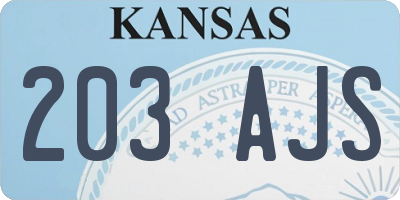 KS license plate 203AJS