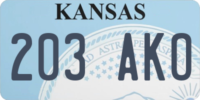 KS license plate 203AKO