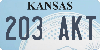 KS license plate 203AKT