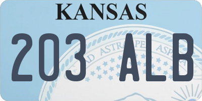 KS license plate 203ALB