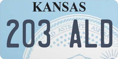 KS license plate 203ALD
