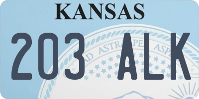 KS license plate 203ALK