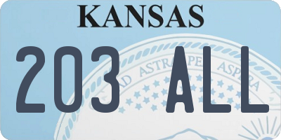 KS license plate 203ALL