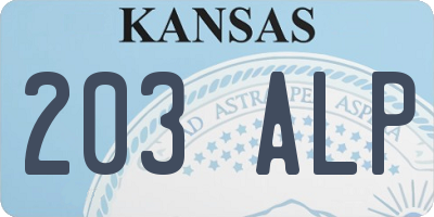 KS license plate 203ALP