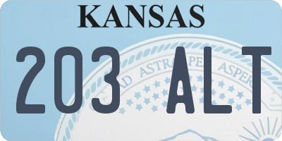 KS license plate 203ALT