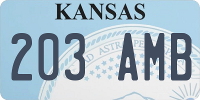 KS license plate 203AMB