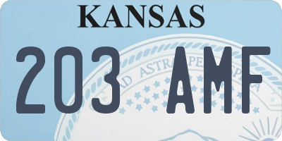 KS license plate 203AMF