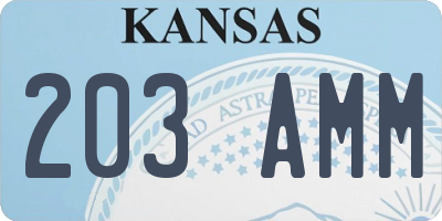 KS license plate 203AMM