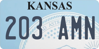 KS license plate 203AMN