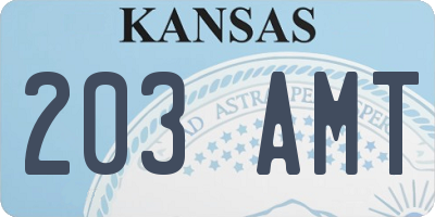 KS license plate 203AMT