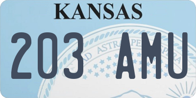 KS license plate 203AMU